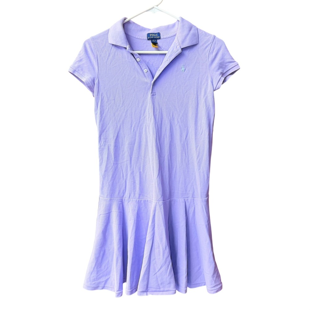 Polo Ralph Lauren Polo Dress Girls L 12-14 Purple Drop Waist Pleated Skirt